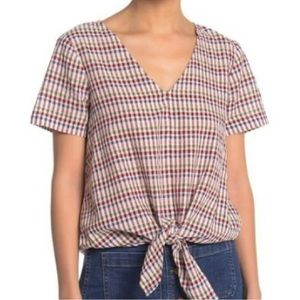 Madewell Plaid blouse with front tie